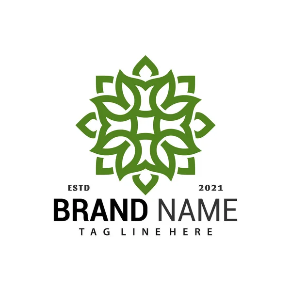 Квітковий Зелений Лист Логотип Векторний Дизайн Концепція Дизайну Креативних Логотипів — стоковий вектор