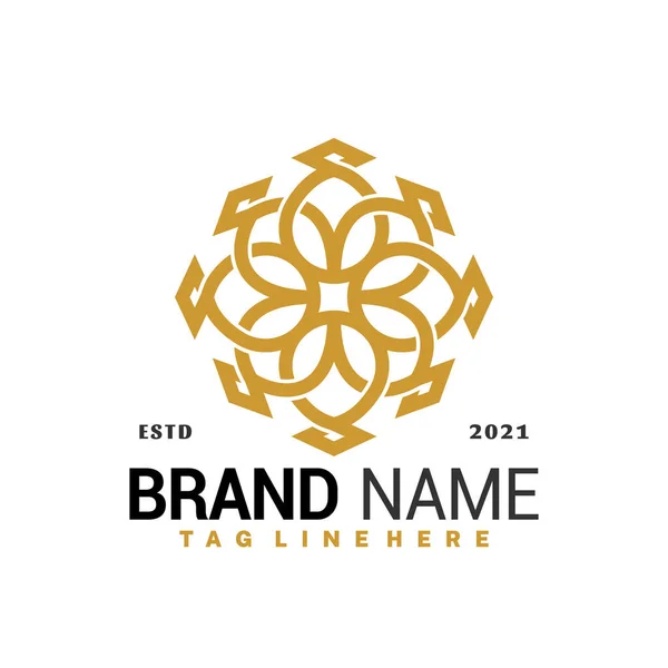 Design Vetor Logotipo Geométrico Flor Dourada Conceito Projetos Logotipos Criativos — Vetor de Stock