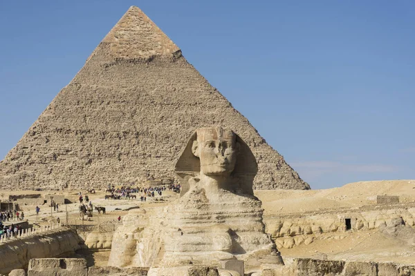Mısır Piramitleri Giza Antik Dünyanın Harikası Dünyanın Çok Ziyaret Edilen — Stok fotoğraf