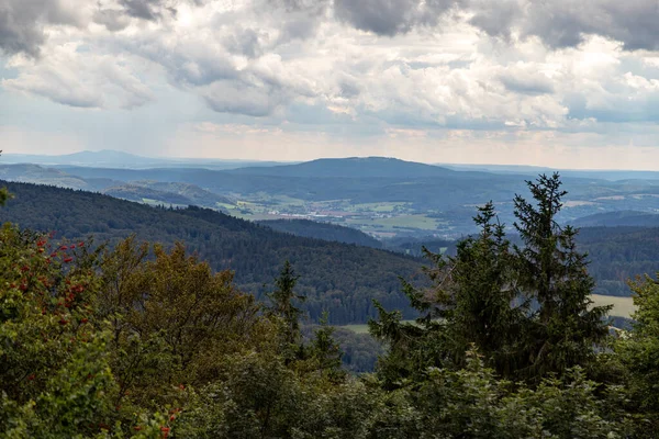 Vista Panorâmica Montanha Grande Inselsberg Perto Rennsteig Turíngia — Fotografia de Stock