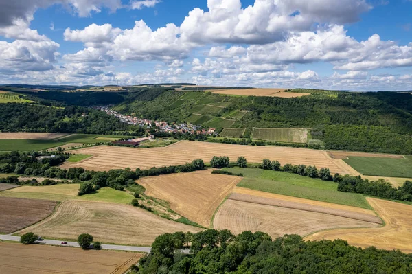 Luftaufnahme Einer Landschaft Rheinland Pfalz Deutschland Der Glan Mit Dem — Stockfoto