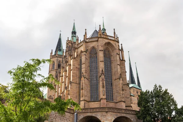 Weitwinkelblick Auf Den Dom Erfurt Thüringen Stockbild