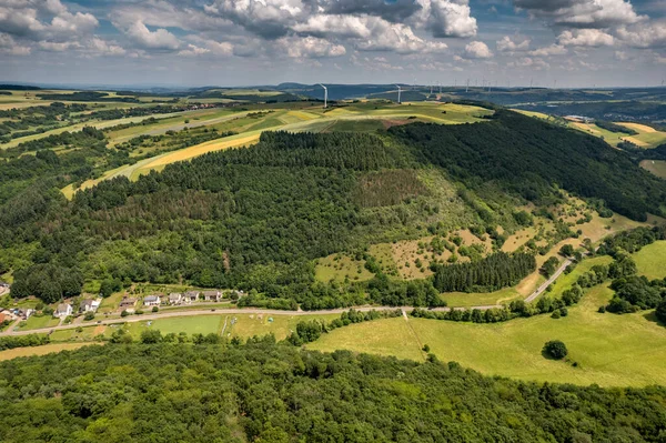 Luftaufnahme Einer Landschaft Rheinland Pfalz Der Glan Mit Dem Dorf Stockfoto