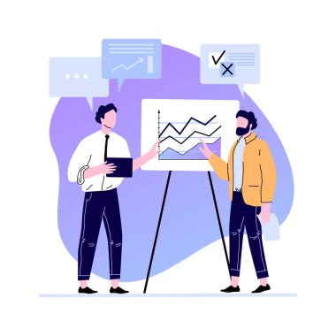 İş toplantısı sunum çizelgeleri ve diyagramı gemide