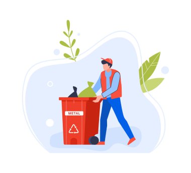 Çöp tenekesinden metal işçisi.