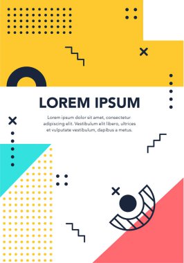 Noktalı ve şekilli memphis şekli, geometrik sanatsal hikaye