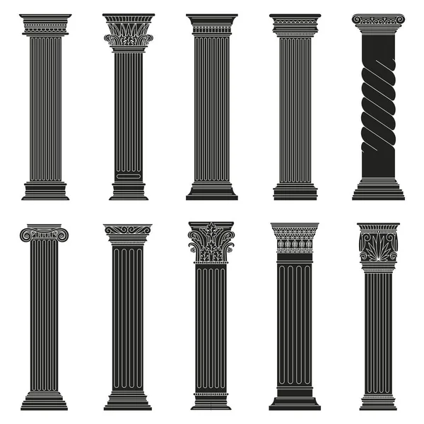 Görög Ősi Oszlopok Klasszikus Római Görög Építészeti Kőoszlopok Elszigetelt Vektor — Stock Vector