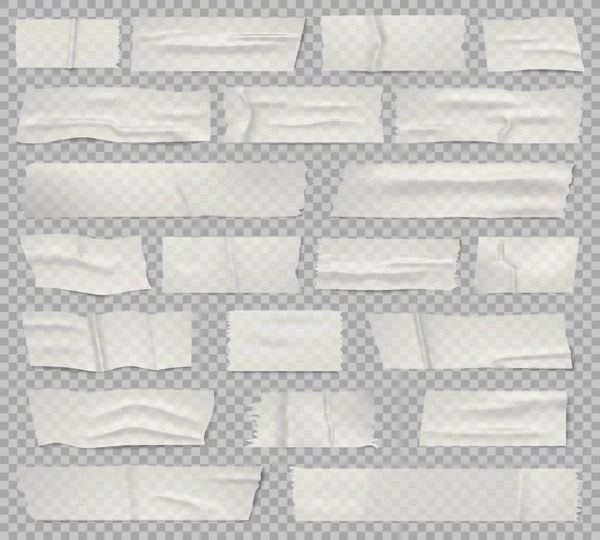 Ruban adhésif. Papier adhésif adhésif transparent, bandes de découpe et papiers adhésifs ensemble vectoriel isolé — Image vectorielle