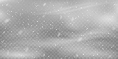 Realistic blizzard background. Christmas snowfall overlay, falling snowflakes winter snowy weather vector background illustration. Heavy snowfall