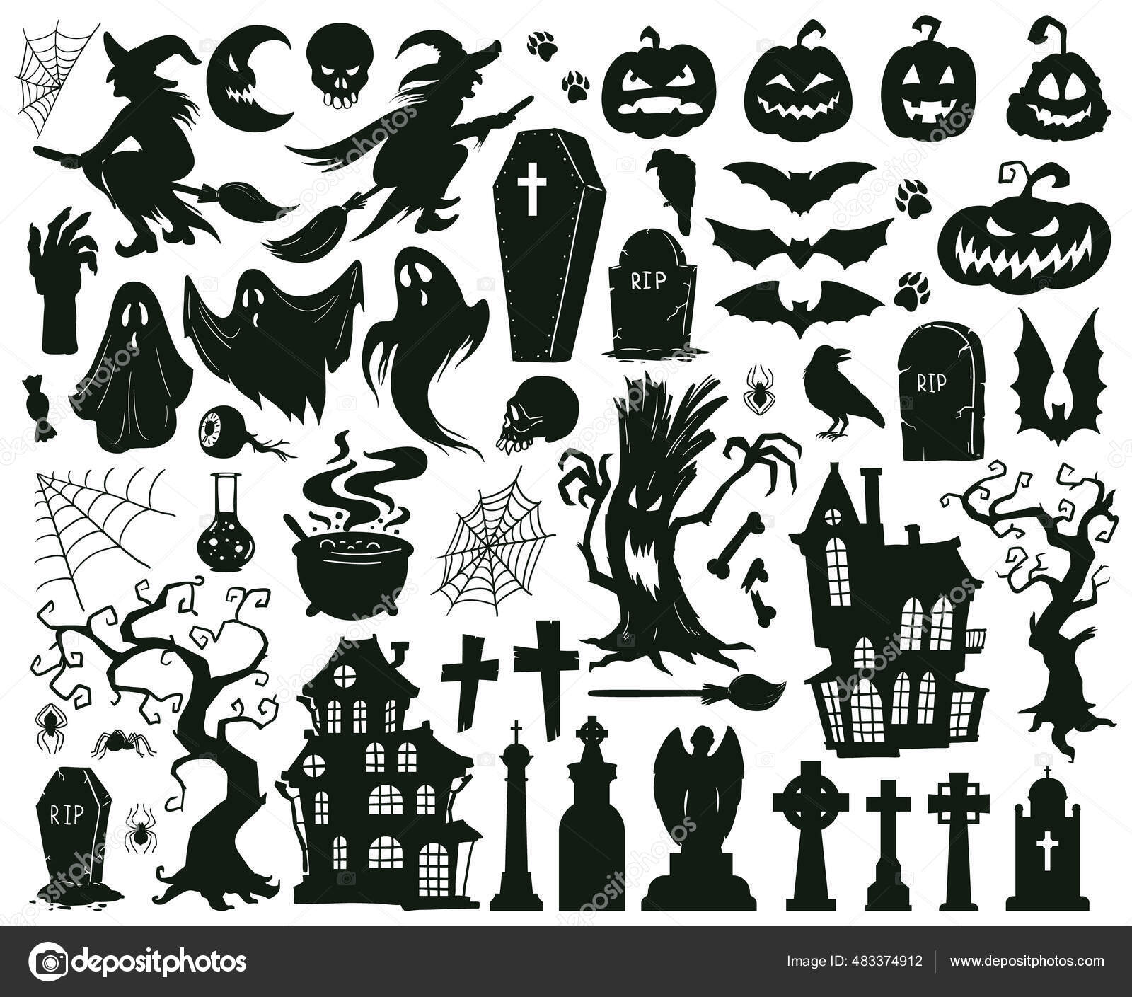 Cara assustadora de elementos de halloween. ilustração vetorial