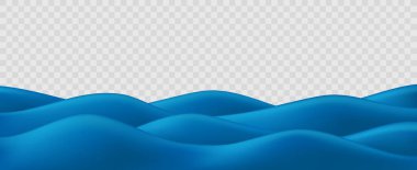 Tatlı su, sahil ya da nehir sınırı için 3D deniz dalgası karikatürü mavi okyanus arka planı. Basit vektör çizimi mavi sörf ve panoramik doğa sahnesi için yaz çocuğu tasarımı. Sıvı doku, deniz konsepti.