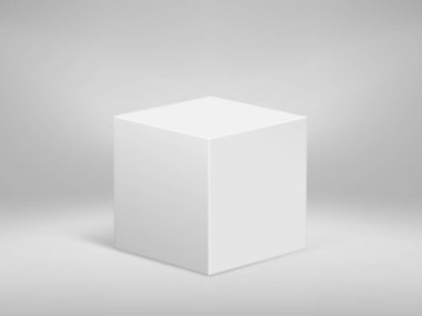 Kürsü podyum kutusu ve platform geometrik şekli ile 3D gerçekçi. Sahne vektörünü vitrin süslemesi beyazı ve taklit geometri grafiğiyle durdurun. Hafif ürün kaidesi ile gölgeli yumuşak küp.