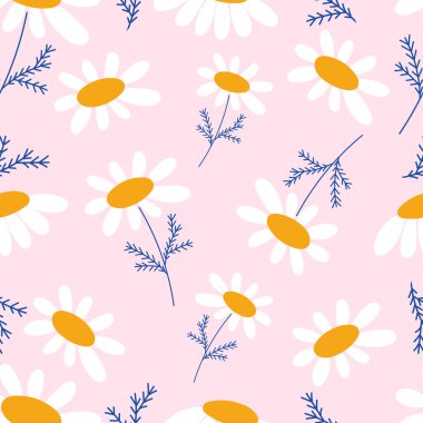 Pastel pembe arka planda çiçeklerle botanik kusursuz desen. Yapraklar ve çiçek duvar kağıtları. Çiçek arkaplanı.