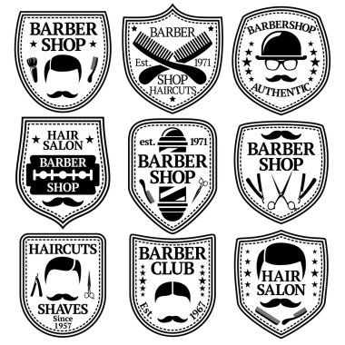 Vektör Kuaför etiketlerden dükkanlar vs için ayarla..