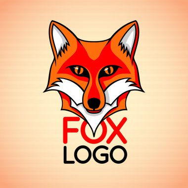 Vektör logosu, rozet, Kızıl Tilki yüz işareti şablon.