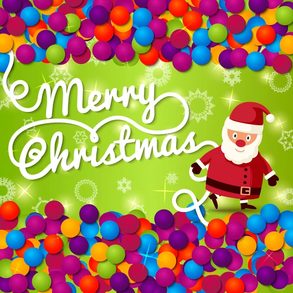 Merry Christmas gratulationskort med plats för din text och handskrivna bokstäver, Santa Claus. Vektor — Stock vektor