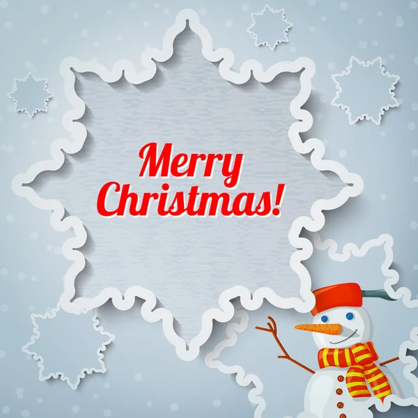 雪だるまスカーフでメリー クリスマスと新年のグリーティング カード. — ストックベクタ