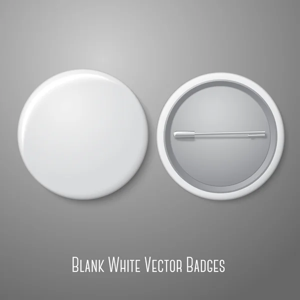 Blank vector white badge. Both sides - face and back. — Stock Vector