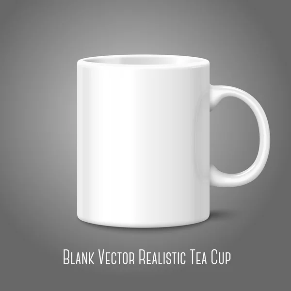 Blank vit foto realistisk isolerad på grå cup, för branding och din design. Vektor — Stock vektor