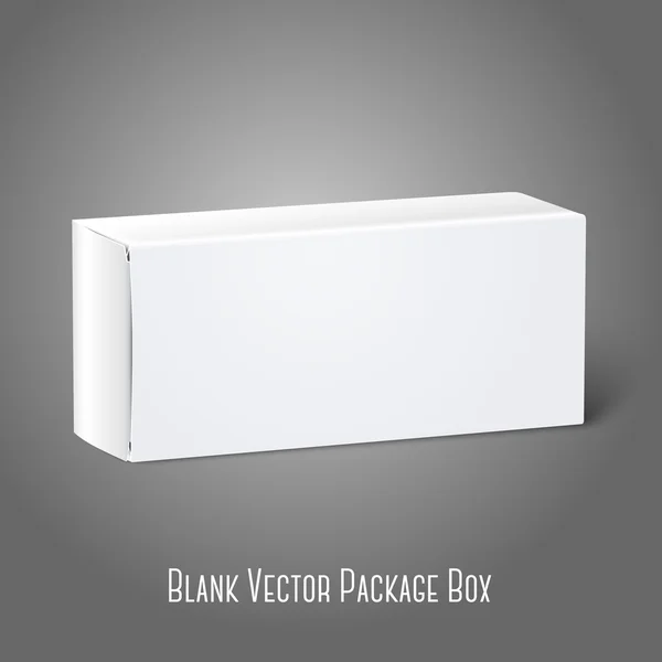 Caja realista del paquete del papel blanco en blanco. Aislado sobre fondo gris para diseño y branding. Vector — Archivo Imágenes Vectoriales