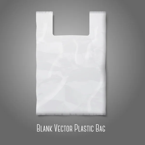 Bolsa de plástico blanco en blanco con lugar para su diseño y marca. Vector — Archivo Imágenes Vectoriales