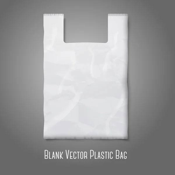 Sac en plastique blanc vierge avec place pour votre design et votre marque. Vecteur — Image vectorielle