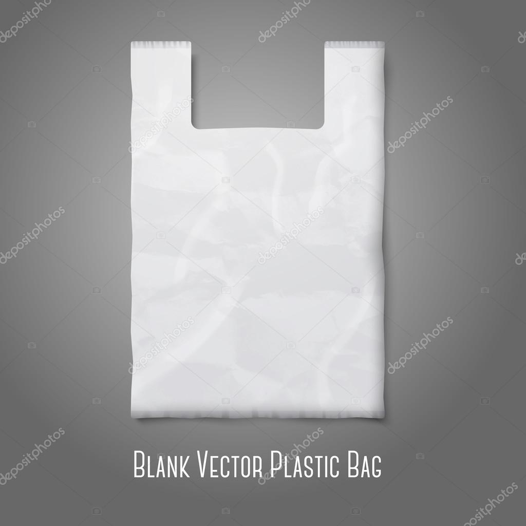 Blank white plastic bag with place for your design and branding. Vector