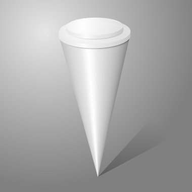 izole tasarımınız için gri arka plan üzerinde vektör boş dondurma koni paketi.