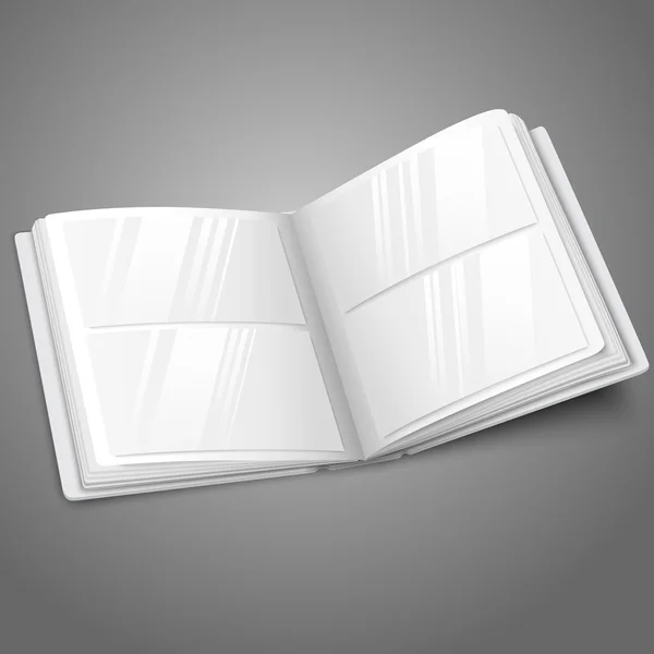 Bianco bianco vettoriale aperto album fotografico per i vostri messaggi, concetti di progettazione, foto ecc . — Vettoriale Stock