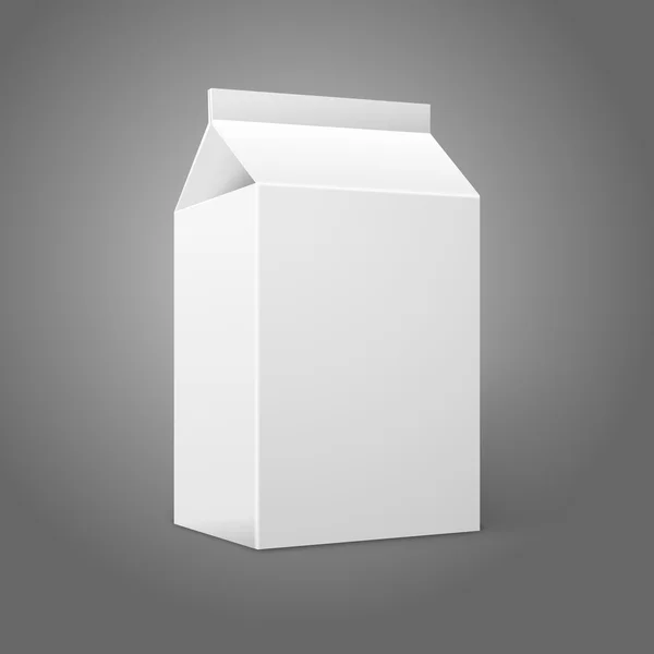 Pacote de papel branco pequeno realista para leite, suco, coquetel etc. . — Vetor de Stock