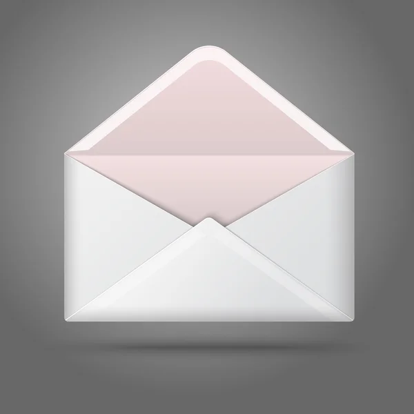 Порожній вектор білий відкритий конверт. Ізольовані на сірому фоні для дизайну та брендингу . — стоковий вектор