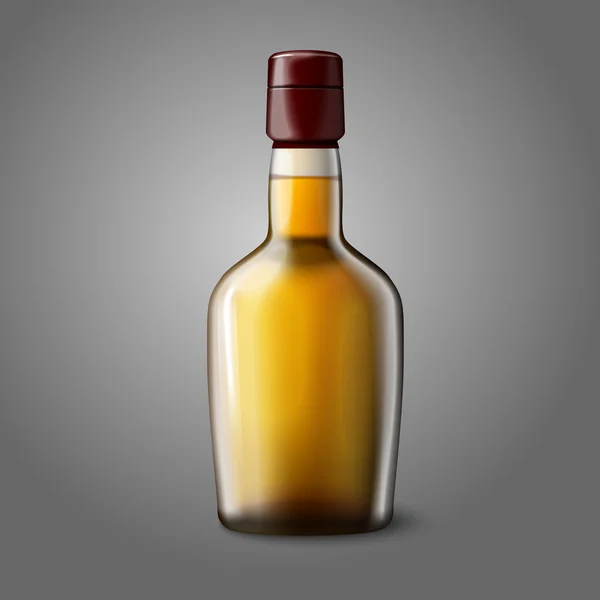 Lege realistische whisky fles geïsoleerd op grijze achtergrond met plaats voor uw ontwerp en branding. Vector — Stockvector