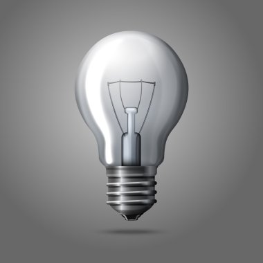 Gerçekçi ampul gri arka plan üzerinde izole.