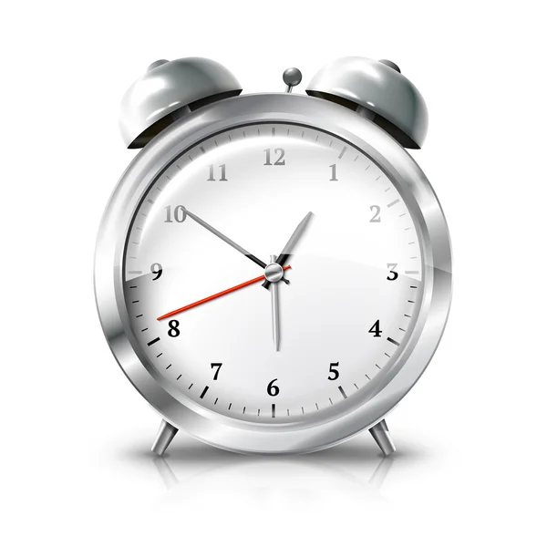 Silver retro alarm clock isolated on white background. Vector — Stock Vector