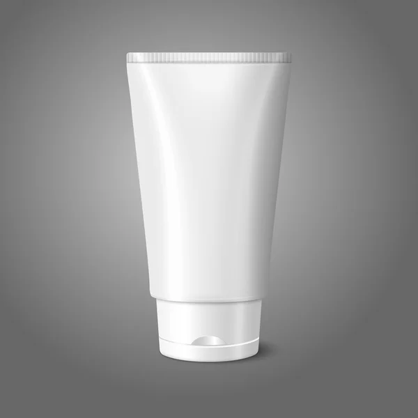 Tube réaliste blanc vierge pour cosmétiques, crème, onguent, dentifrice, lotion, crème médicinale, etc. . — Image vectorielle