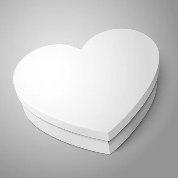 Weiße herzförmige Box isoliert auf grauem Hintergrund. für den Valentinstag oder die Liebe Geschenke Design. — Stockvektor
