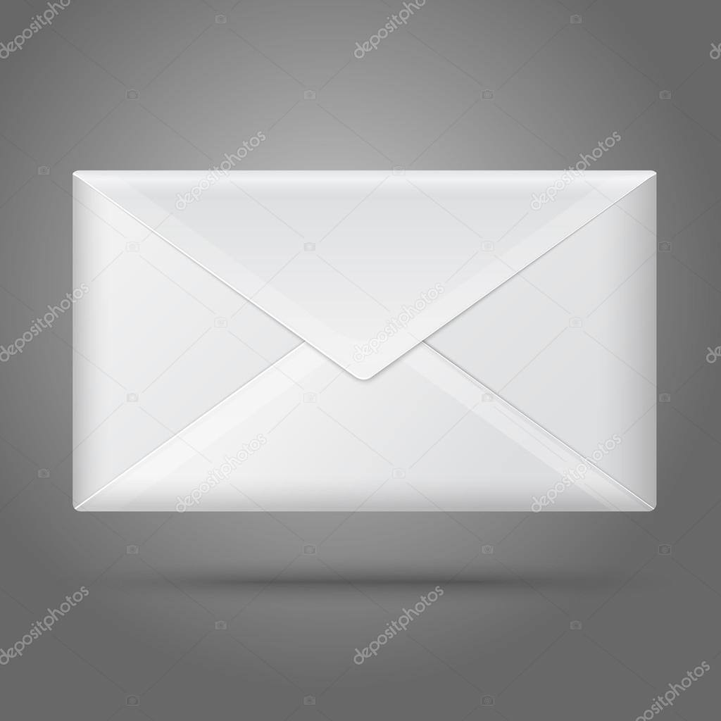 Blank vector white closed envelope. Isolated