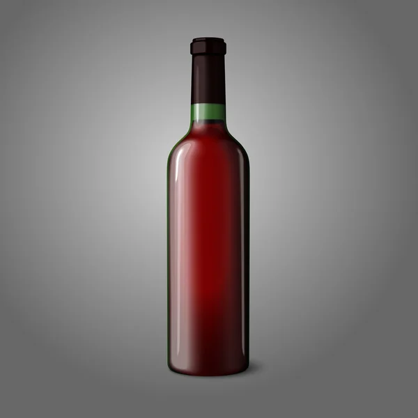 Blank green realistic bottle for red wine. Vector — Stock Vector