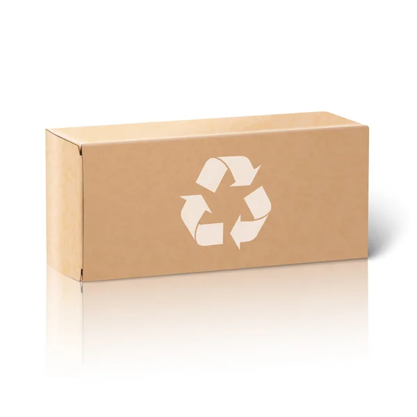 現実的な空白紙クラフト パッケージ ボックス。白で隔離 — ストックベクタ