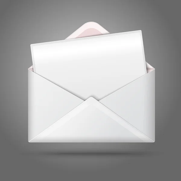 Lege vector wit geopend envelop en briefkaart voor uw tekst. — Stockvector