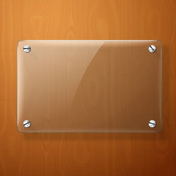 Vektor-Glasplatte für Ihre Schilder, auf Holzgrund. — Stockvektor