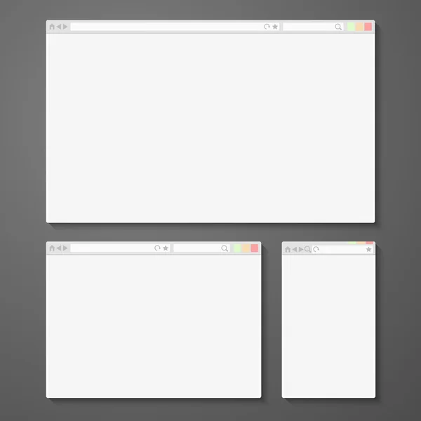 すべてのサイズのブラウザー サイト プレビュー - コンピューター、タブレット、携帯電話サイズのセットです。ベクトル — ストックベクタ