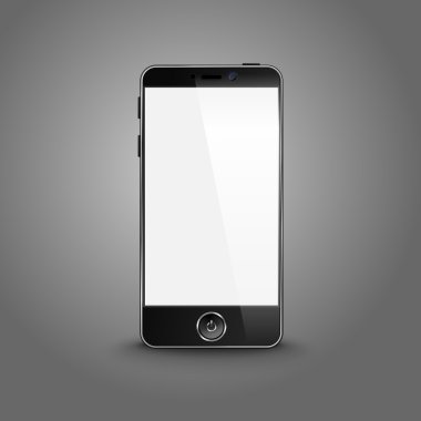 Karanlık modern akıllı telefon ile izole gri arka plan üzerinde siyah perde