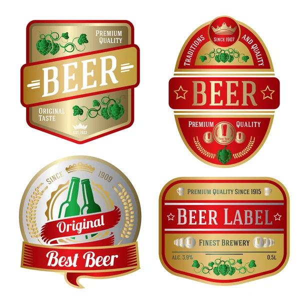 Set de etiquetas de cerveza brillante — Vector de stock