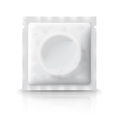 Boş plastik prezervatif paketi
