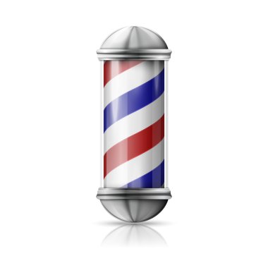 silver and glass barber shop pole clipart