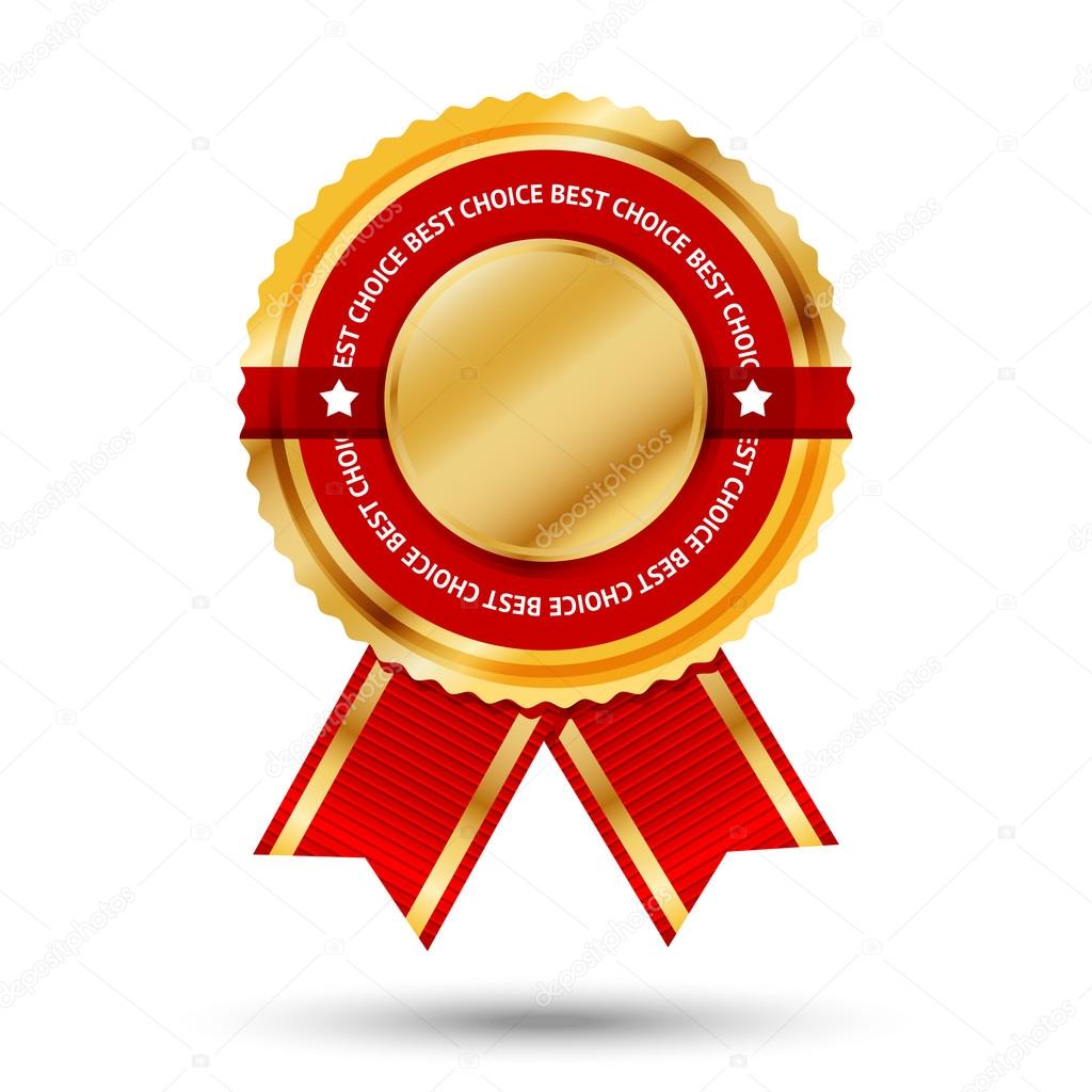 Top Rated Golden Label With Red Ribbons, Vector Illustration