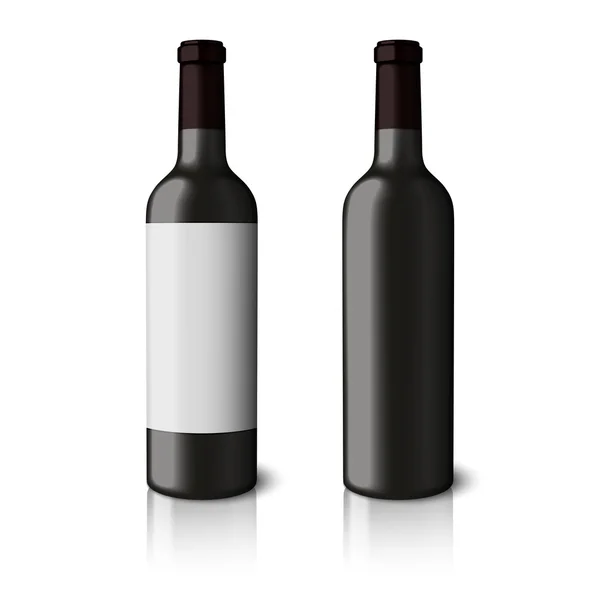 Dos botellas negras realistas en blanco para vino tinto — Archivo Imágenes Vectoriales