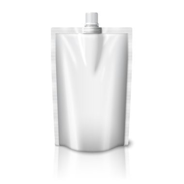 Blank realistic plastic pouch with cap