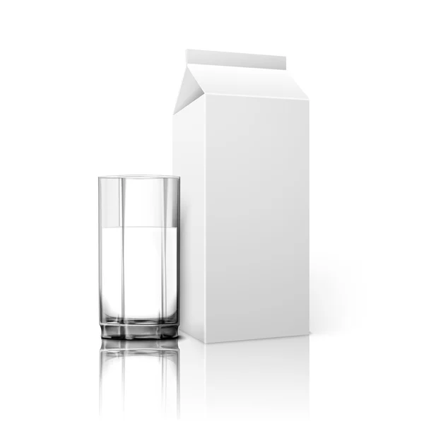 Paquet de papier et verre pour le lait — Image vectorielle